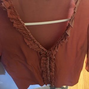 Quarter sleeve burnt orange blouse